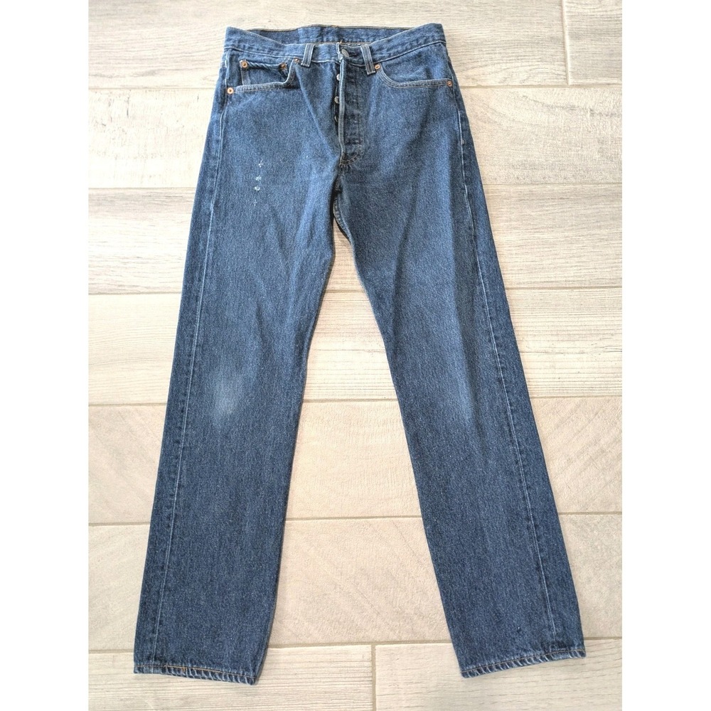 Levis 501 Jeans Mens 31x31 Medium Wash Blue Denim Regular Straight Button Fly